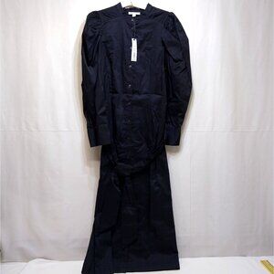 Prologue Puff Long Sleeve Button-Up Midi-Length Shirt Dress Tie Waist Medium NWT